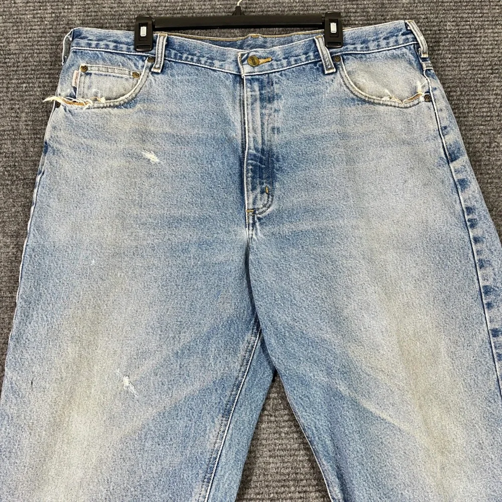 Carhartt Relaxed Fit Tapered Leg‎ Jeans Light Wash Denim 40 32 Men Workwear